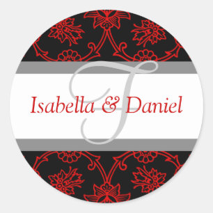 F Monogrammen voor huwelijkssluitingen Ronde Sticker