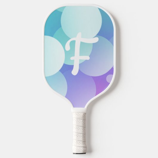 F Naam Pickleball Paddle Paars Blauw Bubbel Modern (Voorkant)