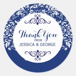 F;oraal witte achtergrond blauw ronde sticker