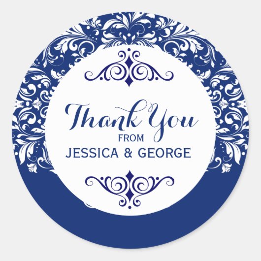 F;oraal witte achtergrond blauw ronde sticker (Voorkant)