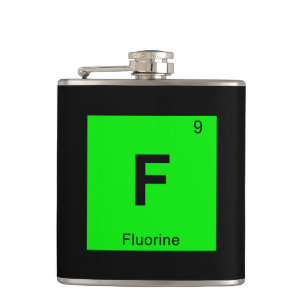 F - Periodiek tabelsymbool fluorchemie Heupfles