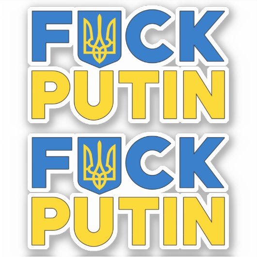 F Poetin anti-Poetin-handboei Oekraïne vlag Sticker (Voorkant)