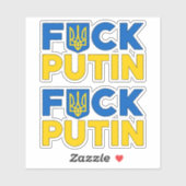 F Poetin anti-Poetin-handboei Oekraïne vlag Sticker (Vel)