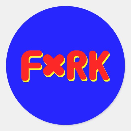 F*RK - Speelse gecensureerde vork ontwerp nr. 2 Ronde Sticker (Voorkant)