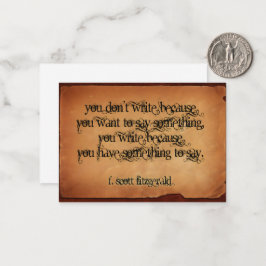 F. Scott Fitzgerald Inspirerend citaat "Schrijf" Notitiekaartje