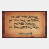 F. Scott Fitzgerald Inspirerend citaat "Schrijf" Rechthoekige Sticker (Voorkant)