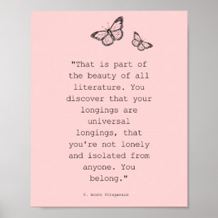 F Scott Fitzgerald Literature Quote Poster