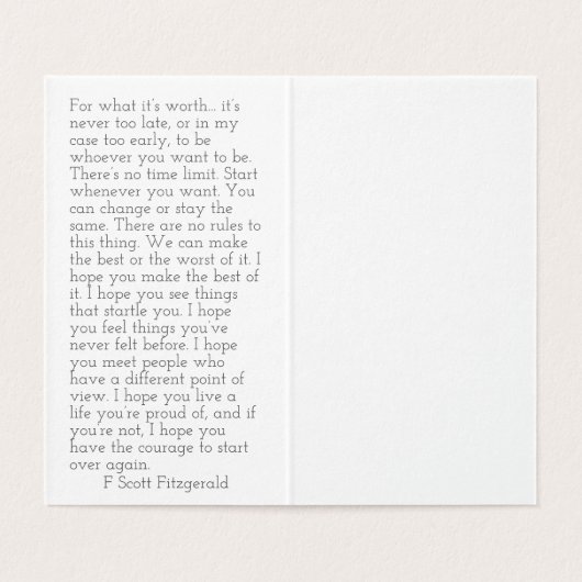 F. Scott Fitzgerald quote Kaart (Binnenkant ongevouwen)