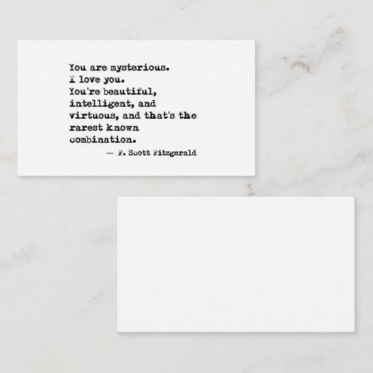 F Scott Fitzgerald Quote Visitekaartje (Voorkant / Achterkant)