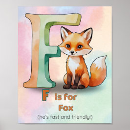 F staat voor Fox – Whimsical Alphabet Animal Poste Poster