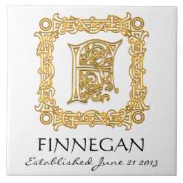 "F" Surname Weddenschap Jubileum Dag Monogram Tege Tegeltje