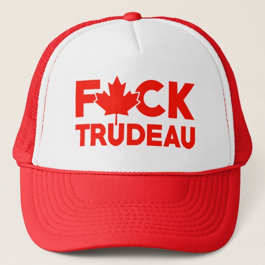 F Trudeau Canadees rechtenkonvooi Trucker Pet (Voorkant)