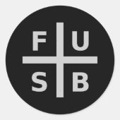F.U.S.B. RONDE STICKER (Voorkant)