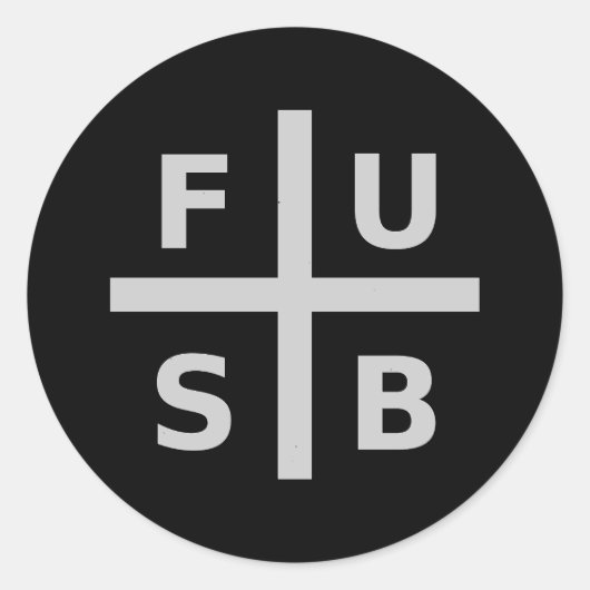 F.U.S.B. RONDE STICKER (Voorkant)