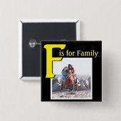F voor de familie vierkante button 5,1 cm (Voorkant /achterkant)