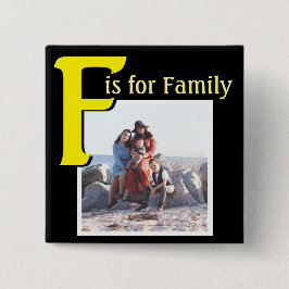 F voor de familie vierkante button 5,1 cm