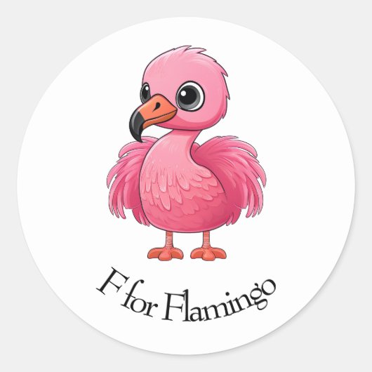 F voor flamingo ronde sticker (Voorkant)