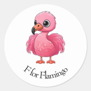 F voor flamingo ronde sticker