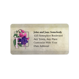 F voor Fuchsia Flower Monogram Etiket