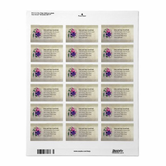 F voor Fuchsia Flower Monogram Etiket (Full Sheet)