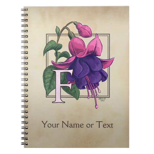 F voor Fuchsia Persoonlijk Monogram Notitieboek (Voorkant)