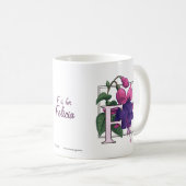 F voor het Fuchsiakleurig Monogram van de Bloem Koffiemok (Voorkant rechts)