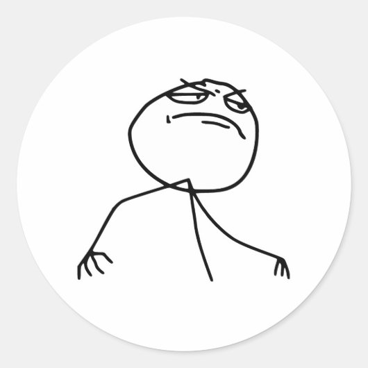 F Yea Rage Face Meme Ronde Sticker (Voorkant)