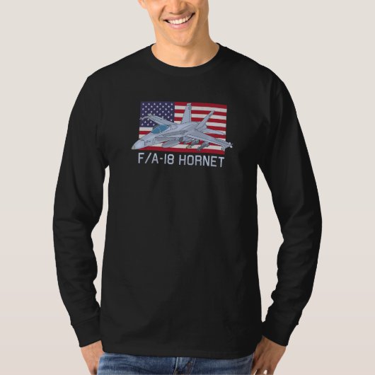 Fa 18 Hornet Jet Fighter Plane American Flag T-shirt (Voorkant)
