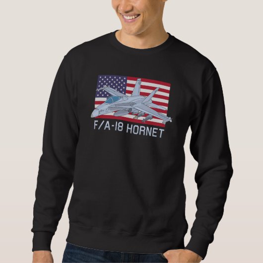 Fa 18 Hornet Jet Fighter Plane American Flag Trui (Voorkant)