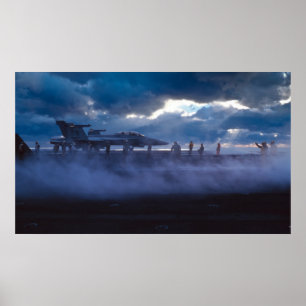 FA-18 Super Hornet op het dek van USS Stennis Poster