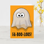 FA-BOO-Lous Cute Cartoon Halloween Ghost Kaart (Gele Bloem)