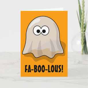FA-BOO-Lous Cute Cartoon Halloween Ghost Kaart