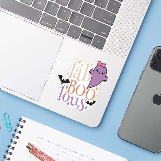 Fa BOO Lous Fa BOO Lous Halloween Ghost Sticker (Laptop met iPhone)