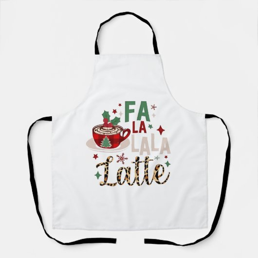 Fa Fa La La Latte Grappige Kerstman Kerst Schort (Voorkant)