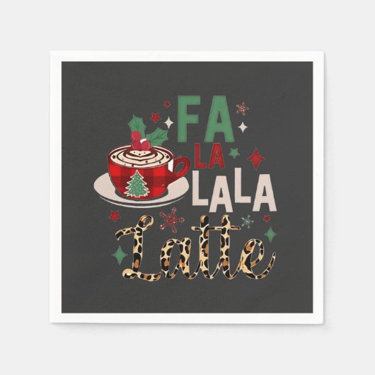 Fa Fa La La Latte Grappige Kerstman Kerst Servet (Voorkant)