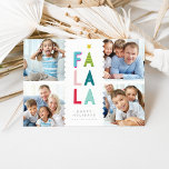 FA LA4 PHOTO-feestelijke leuke familie met gedurfd Feestdagenkaart<br><div class="desc">door kat massard >>> www.simplysweetPAPERIE.com << Een super leuke kaart ontwerp met de quote "FA LA LA" in kleurrijke type. En ruimte voor 4 van uw favoriete foto's (Bewerken om uw foto's op te slaan als een vierkante vorm, voordat u ze uploadt om ervoor te zorgen dat ze perfect in...</div>
