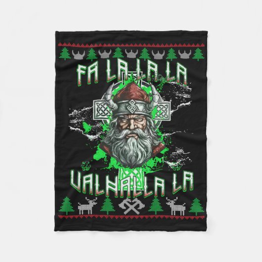 Fa La 8 Valhalla Santa Hat Viking Skull Kerstmis Fleece Deken (Voorkant)
