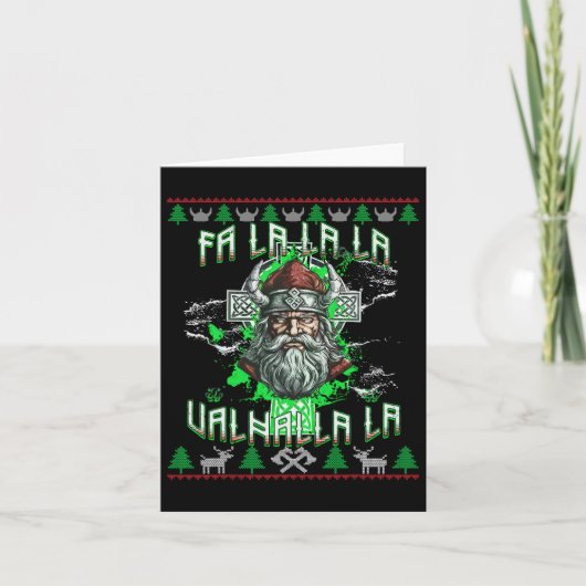 Fa La 8 Valhalla Santa Hat Viking Skull Kerstmis Kaart (Voorkant)