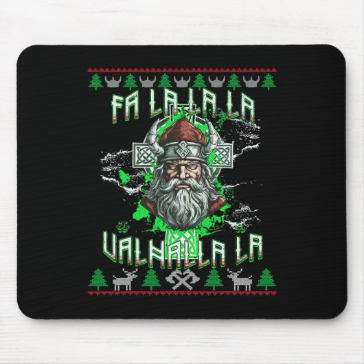 Fa La 8 Valhalla Santa Hat Viking Skull Kerstmis Muismat (Voorkant)