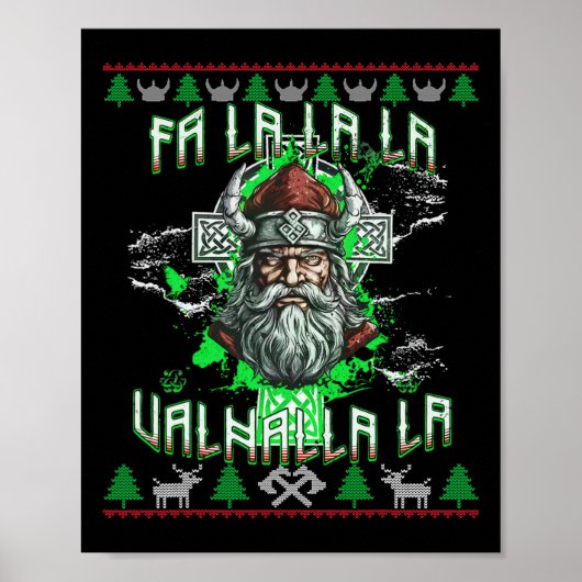 Fa La 8 Valhalla Santa Hat Viking Skull Kerstmis Poster (Voorkant)