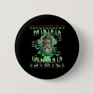 Fa La 8 Valhalla Santa Hat Viking Skull Kerstmis Ronde Button 5,7 Cm