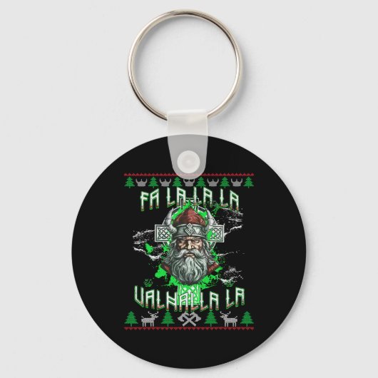Fa La 8 Valhalla Santa Hat Viking Skull Kerstmis Sleutelhanger (Voorkant)
