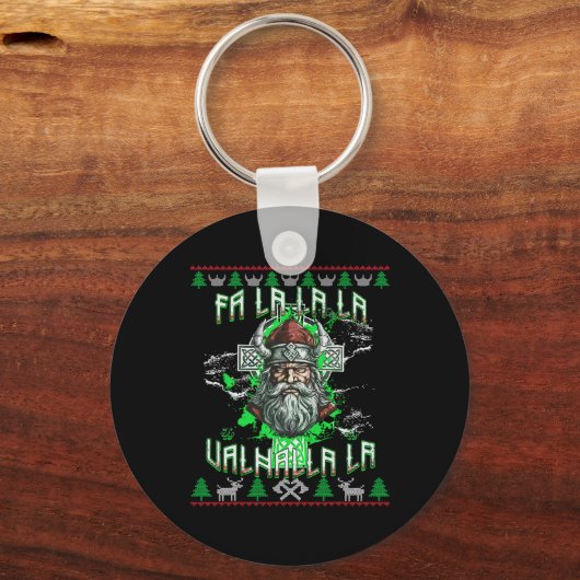 Fa La 8 Valhalla Santa Hat Viking Skull Kerstmis Sleutelhanger (Voorkant)