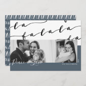 FA LA Black & Blue Typographic Kerstfoto Feestdagenkaart (Voorkant / Achterkant)