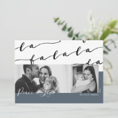 FA LA Black & Blue Typographic Kerstfoto Feestdagenkaart (Staand voorkant)