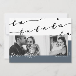 FA LA Black & Blue Typographic Kerstfoto Feestdagenkaart