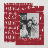 FA LA Black & Red Typographic Kerstfoto Feestdagenkaart (Voorkant / Achterkant)