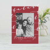 FA LA Black & Red Typographic Kerstfoto Feestdagenkaart (Staand voorkant)