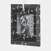 FA LA Black & White Calligraphy met kerstfoto Glas Ornament (Voorkant links)