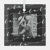 FA LA Black & White Calligraphy met kerstfoto Glas Ornament (Voorkant)